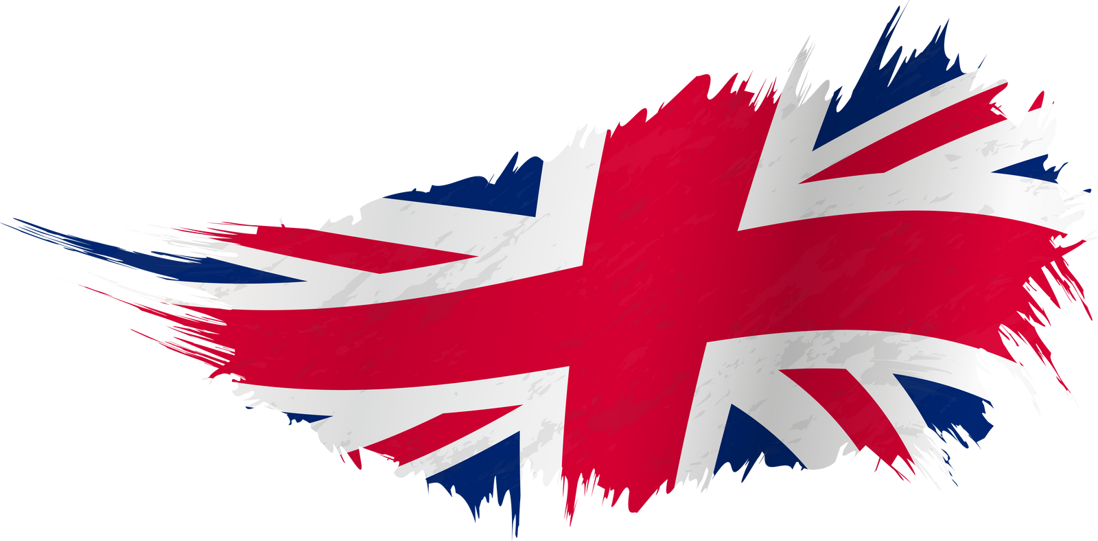 Flag of United Kingdom in grunge style with waving effect.